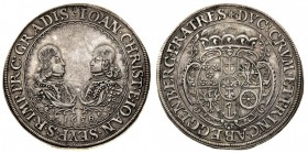 gradisca 
Giovanni Cristiano e Giovanni Sigfrido Eggenberg Conti (1649-1713) - Tallero 1658 - Diritto: busti affacciati dei Conti - Rovescio: stemma ...