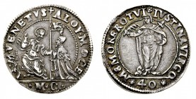 repubblica di venezia 
Alvise I Mocenigo (1570-1577) - 2 Lire (40 Soldi) con Santa Giustina - Zecca: Venezia - Diritto: San Marco seduto di fronte be...