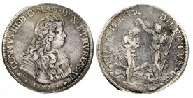 granducato di toscana 
Cosimo III de’ Medici (1670-1723) - Piastra 1677 - Zecca: Firenze - Diritto: busto paludato e corazzato del Granduca a destra ...