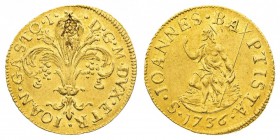 granducato di toscana 
Gian Gastone de’ Medici (1723-1737) - Fiorino 1736 - Zecca: Firenze - Diritto: giglio fiorentino - Rovescio: San Giovanni Batt...