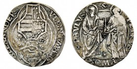 stati pontifici 
Alessandro VI (1492-1503) - Grosso - Zecca: Roma - Diritto: stemma sormontato dalle chiavi e dalla tiara - Rovescio: San Pietro e Sa...