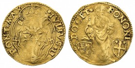 stati pontifici 
Giulio II (1503-1513) - Ducato - Zecca: Bologna - Diritto: stemma sormontato dalle chiavi decussate e dalla tiara in doppia cornice ...
