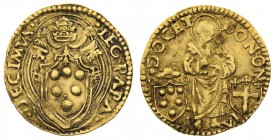 stati pontifici 
Leone X (1513-1521) - Ducato - Zecca: Bologna - Diritto: stemma sormontato dalle chiavi decussate e dalla tiara in doppia cornice qu...