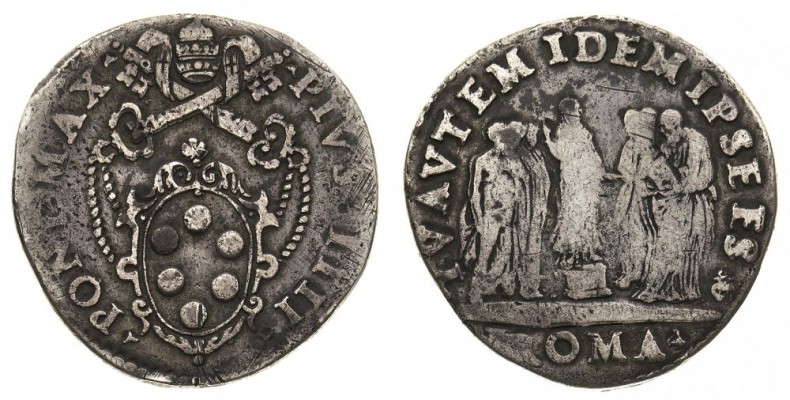 stati pontifici 
Pio IV (1559-1565) - Testone - Zecca: Roma - Diritto: stemma s...