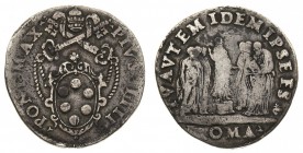 stati pontifici 
Pio IV (1559-1565) - Testone - Zecca: Roma - Diritto: stemma sormontato dalle chiavi decussate e dalla tiara - Rovescio: Gesù Cristo...