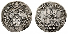 stati pontifici 
Pio IV (1559-1565) - Testone - Zecca: Roma - Diritto: stemma sormontato dalle chiavi decussate e dalla tiara - Rovescio: San Pietro ...