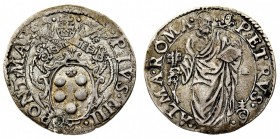 stati pontifici 
Pio IV (1559-1565) - Giulio - Zecca: Roma - Diritto: stemma sormontato dalle chiavi decussate e dal triregno - Rovescio: San Pietro ...