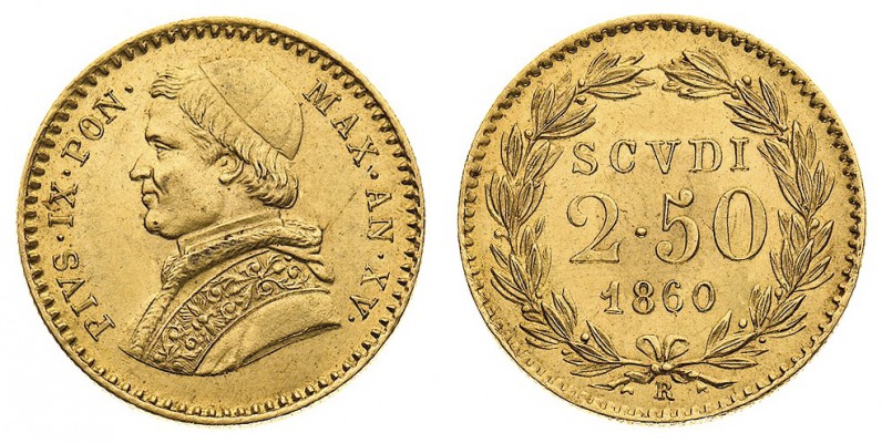 stati pontifici 
Pio IX (1846-1870) - 2,50 Scudi 1860 Anno XV - Zecca: Roma - D...