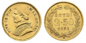 stati pontifici 
Pio IX (1846-1870) - 2,50 Scudi 1862 Anno XVI - Zecca: Roma - Diritto: effigie del Papa a sinistra - Rovescio: valore e data entro c...