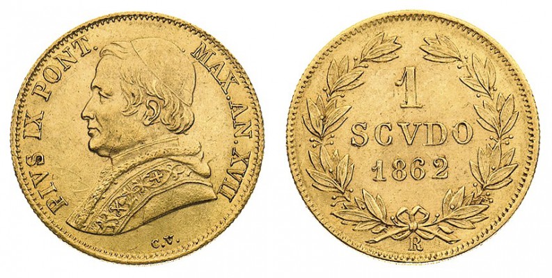 stati pontifici 
Pio IX (1846-1870) - Scudo 1862 Anno XVII - Zecca: Roma - Diri...
