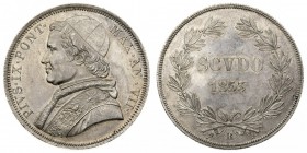 stati pontifici 
Pio IX (1846-1870) - Scudo 1853 Anno VII - Zecca: Roma - Diritto: effigie del Papa a sinistra - Rovescio: valore e data entro due ra...