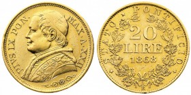 stati pontifici 
Pio IX (1846-1870) - 20 Lire 1868 Anno XXII - Zecca: Roma - Diritto: effigie del Papa a sinistra - Rovescio: valore e data entro due...