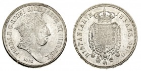 regno delle due sicilie 
Ferdinando IV di Borbone (1815-1816) - Piastra 1818 - Zecca: Napoli - Diritto: effigie coronata del Re a destra - Rovescio: ...