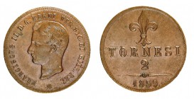 regno delle due sicilie 
Francesco II di Borbone (1859-1860) - 2 Tornesi 1859 - Zecca: Napoli - Diritto: effigie del Re a sinistra - Rovescio: giglio...