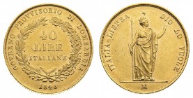 governi provvisori 
Lombardia - 40 Lire 1848 - Zecca: Milano - Diritto: valore entro corona di alloro e di quercia - Rovescio: Italia turrita stante ...