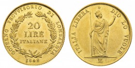 governi provvisori 
Lombardia - 20 Lire 1848 - Zecca: Milano - Diritto: valore entro corona di alloro e di quercia - Rovescio: l’Italia turrita stant...