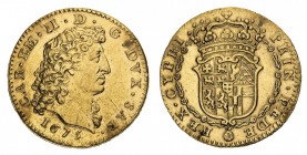 carlo emanuele II (1638-1675) 
Doppia 1675 - Zecca: Torino - Diritto: testa del Duca a destra - Rovescio: stemma completo di Casa Savoia coronato e c...
