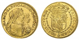 vittorio amedeo II (1675-1730) 
Doppia della “Reggenza” 1678 - Zecca: Torino - Diritto: busti della Duchessa madre e del giovane Duca accollati a des...