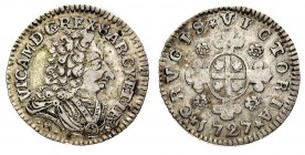 vittorio amedeo II (1675-1730) 
Monetazione per la Sardegna - Reale da 5 Soldi Sardi 1727 - Zecca: Torino - Diritto: effigie del Re a destra - Rovesc...