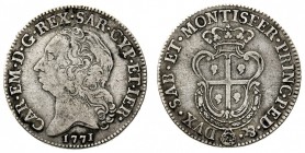 carlo emanuele III (1730-1773) 
Monetazione per la Sardegna - Mezzo Scudo 1771 - Zecca: Torino - Diritto: effigie del Re a sinistra - Rovescio: scudo...