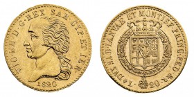 vittorio emanuele I (1802-1821) 
20 Lire 1820 - Zecca: Torino - Diritto: effigie del Re a sinistra - Rovescio: stemma completo di Casa Savoia coronat...