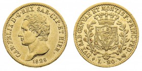 carlo felice (1821-1831) 
20 Lire 1828 - Zecca: Torino - Diritto: effigie del Re a sinistra - Rovescio: stemma completo di Casa Savoia coronato e cir...