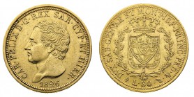 carlo felice (1821-1831) 
80 Lire 1826 - Zecca: Torino - Diritto: effigie del Re a sinistra - Rovescio: stemma completo di Casa Savoia coronato e cir...