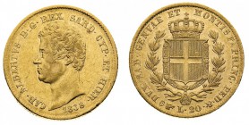 carlo alberto (1831-1849) 
20 Lire 1838 - Zecca: Torino - Diritto: effigie del Re a sinistra - Rovescio: stemma di Casa Savoia coronato e circondato ...