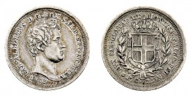 carlo alberto (1831-1849) 
25 Centesimi 1833 - Zecca: Torino - Diritto: effigie del Re a destra - Rovescio: stemma di Casa Savoia coronato e circonda...