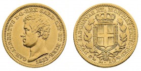 carlo alberto (1831-1849) 
10 Lire 1833 - Zecca: Genova - Diritto: effigie del Re a sinistra - Rovescio: stemma di Casa Savoia coronato e circondato ...