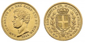 carlo alberto (1831-1849) 
10 Lire 1844 - Zecca: Genova - Diritto: effigie del Re a sinistra - Rovescio: stemma di Casa Savoia coronato e circondato ...