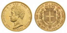 carlo alberto (1831-1849) 
100 Lire 1840 - Zecca: Torino - Diritto: effigie del Re a sinistra - Rovescio: stemma di Casa Savoia coronato e circondato...