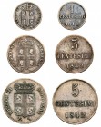 carlo alberto (1831-1849) 
Monetazione per la Sardegna - Serie completa dei 3 valori (1, 3 e 5 Centesimi) 1842 - Zecca: Torino - Diritto: stemma di S...