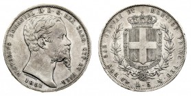 vittorio emanuele II (1849-1861) 
5 Lire 1851 - Zecca: Genova - Diritto: effigie del Re a destra - Rovescio: stemma di Casa Savoia coronato e circond...