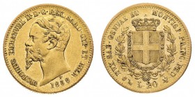 vittorio emanuele II (1849-1861) 
20 Lire 1858 - Zecca: Genova - Diritto: effigie del Re a sinistra - Rovescio: stemma di Casa Savoia coronato e circ...