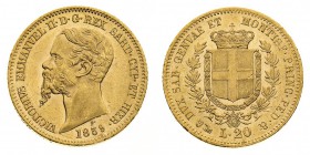 vittorio emanuele II (1849-1861) 
20 Lire 1859 - Zecca: Genova - Diritto: effigie del Re a sinistra - Rovescio: stemma di Casa Savoia coronato e circ...