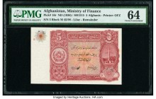 Afghanistan Ministry of Finance 5 Afghanis ND (1936) / SH1315 Pick 16r Remainder PMG Choice Uncirculated 64. 

HID09801242017