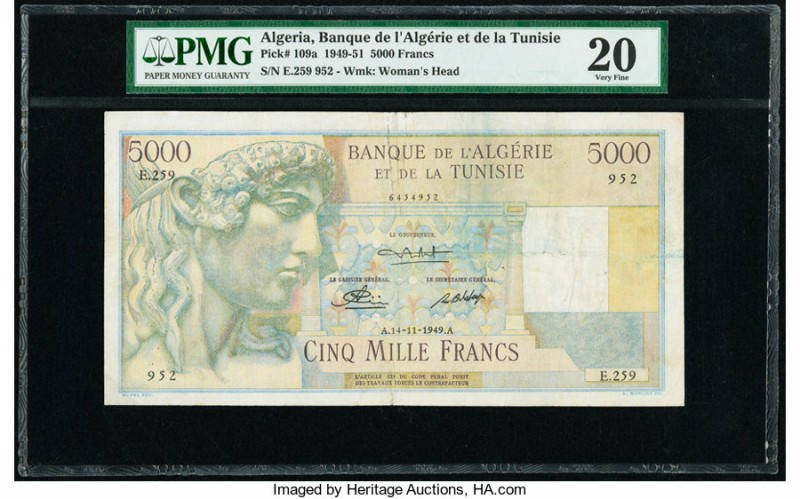 Algeria Banque de l'Algerie et de la Tunisie 5000 Francs 14.11.1949 Pick 109a PM...