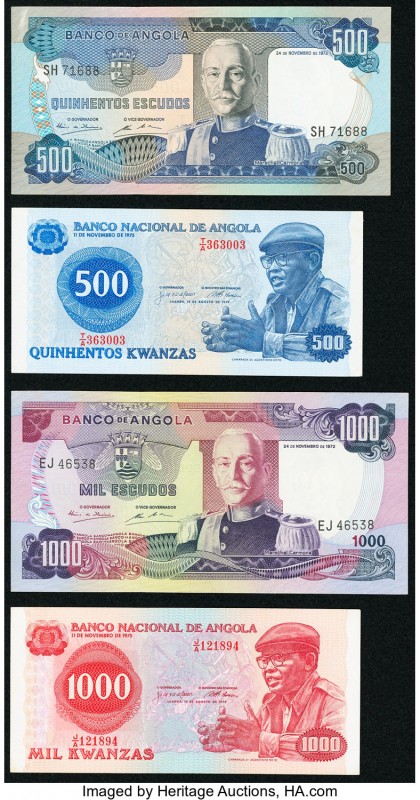 Angola Banco De Angola 500; 1000 Escudos 24.11.1972 Pick 102; 103; Banco Naciona...