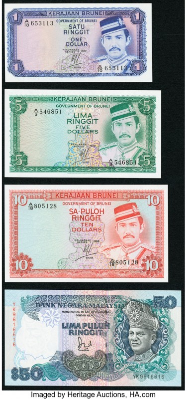 Brunei Government of Brunei 1; 5; 10 Ringgit 1972-86 Pick 6a; 7a; 8a Crisp Uncir...