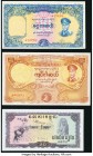 Burma Union Bank 10; 50; 100 Kyats ND (1958) Pick 48a; 50a; 51a Crisp Uncirculated; Cambodia Banque Nationale Du Cambodge 50; 100 Riels 1975 Pick 23; ...