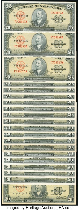 Cuba Banco Nacional de Cuba 20 Pesos 1949 Pick 80a (14); 1958 Pick 80b (2); 1960...