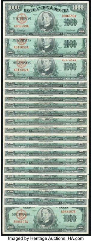Cuba Banco Nacional de Cuba 1000 Pesos 1950 Pick 84a Twenty Examples Very Fine o...