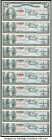 Cuba Banco Nacional de Cuba 1 Peso 1953 Pick 86a Ten Consecutive Examples Choice Crisp Uncirculated. 

HID09801242017