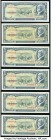 Cuba Banco Nacional de Cuba 5 Pesos 1960 Pick 91c, Four Examples Crisp Uncirculated; Pick 91r, Two Examples Very Fine or Better. The four Pick 91c exa...
