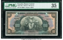 Ecuador Banco Central del Ecuador 100 Sucres 5.2.1943 Pick 95a PMG Choice Very Fine 35. Minor repairs.

HID09801242017