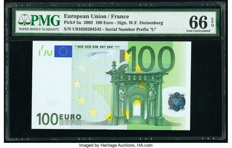 European Union France 100 Euro 2002 Pick 5u PMG Gem Uncirculated 66 EPQ. 

HID09...