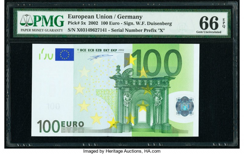 European Union Germany 100 Euro 2002 Pick 5x PMG Gem Uncirculated 66 EPQ. 

HID0...