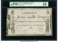 France Republique Francaise 2000 Francs ND (1795) Pick A81 PMG About Uncirculated 53. Rust.

HID09801242017