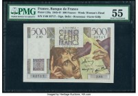 France Banque de France 500 Francs 17.11.1945 Pick 129a PMG About Uncirculated 55. 

HID09801242017